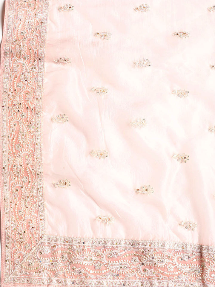 Chikan Work Organza Unstitched Suit With Dupatta