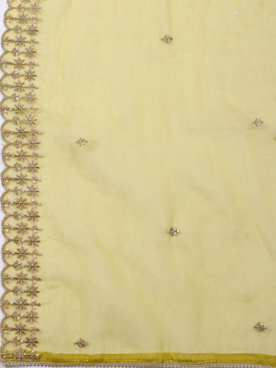 Neck Embroidered Chanderi Unstitched Suit With Dupatta