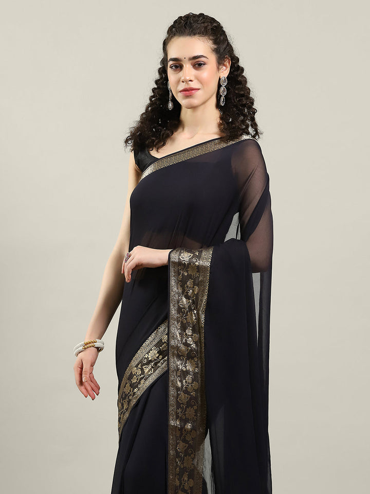 Zari Border Chiffon Woven Saree