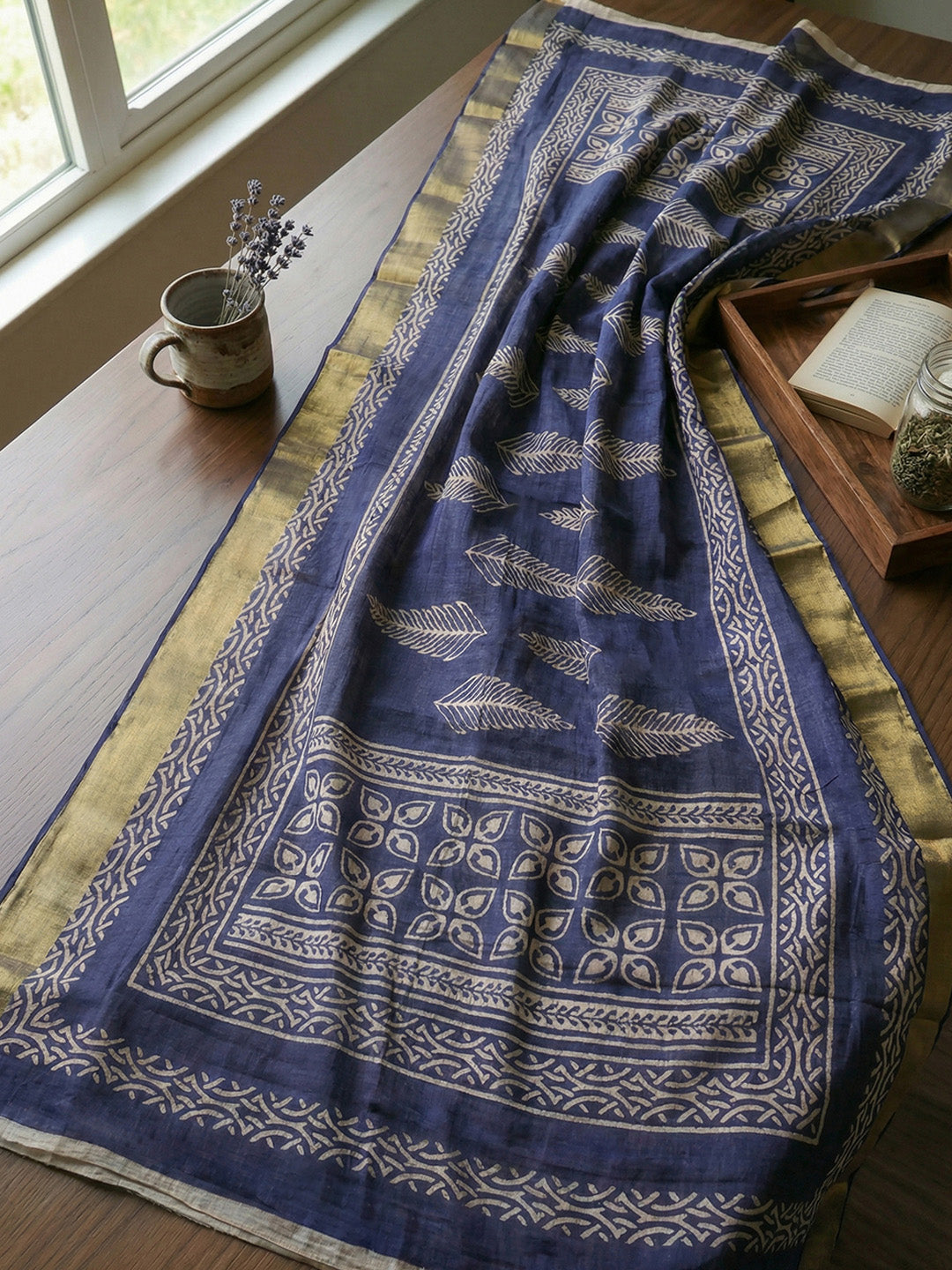 Printed Cotton Blend Unstitched Suit With Pant &amp; Dupatta