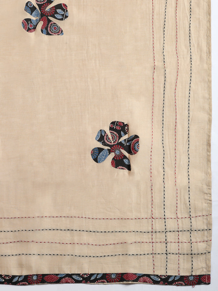 Embroidered, Cotton Blend Unstitched Suit With Pant &amp; Dupatta