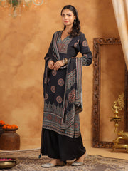 Printed Muslin Kurta With Palazzo & Dupatta