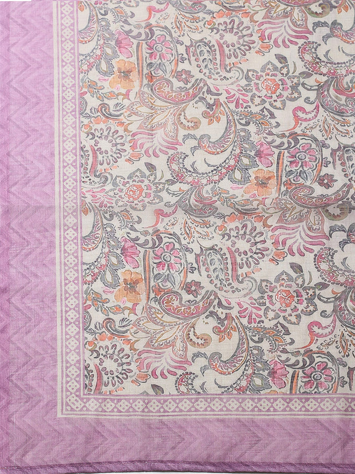 Embroidered Chanderi Unstitched Suit With Pant &amp; Dupatta