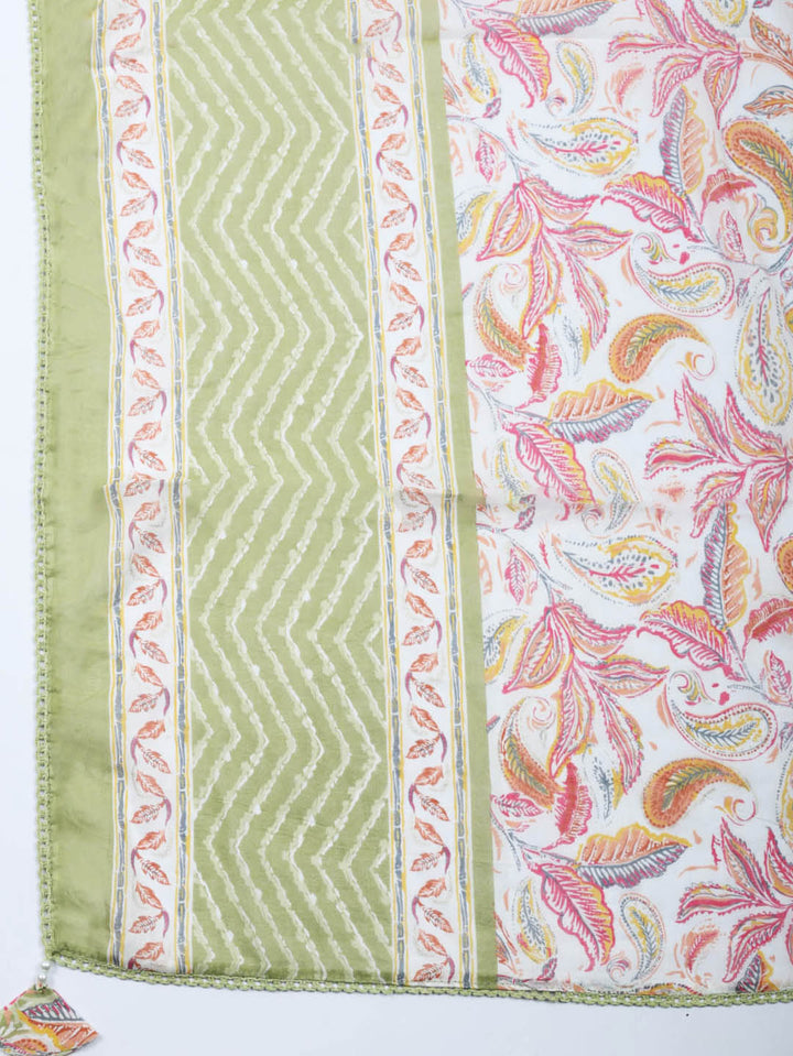 Embroidered Cotton Blend Unstitched Suit With Pant &amp; Dupatta