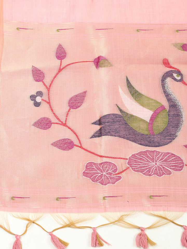 Embroidered Chanderi Unstitched Suit With Pant &amp; Dupatta