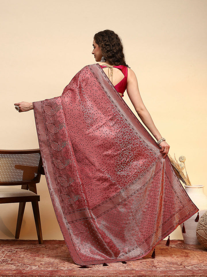 Embroidered Satin Saree