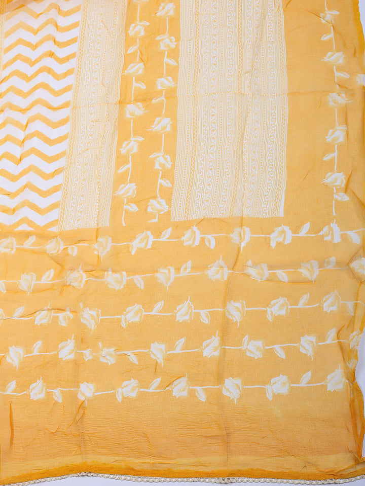 Embroidered Cotton Blend Unstitched Suit With Pant &amp; Dupatta