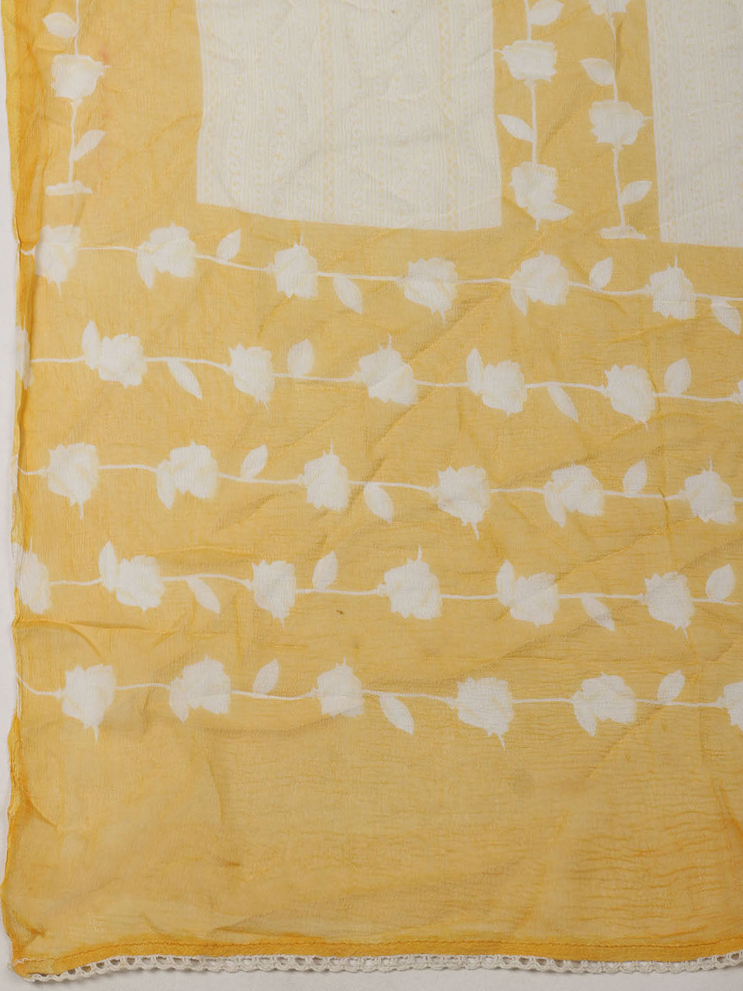 Embroidered Cotton Unstitched Suit With Pant Dupatta