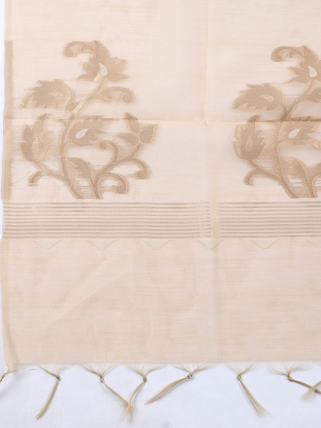 Printed Chanderi Unstitched Suit With Pant &amp; Dupatta
