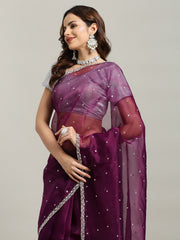 Sequence Embroidery Tissue Saree