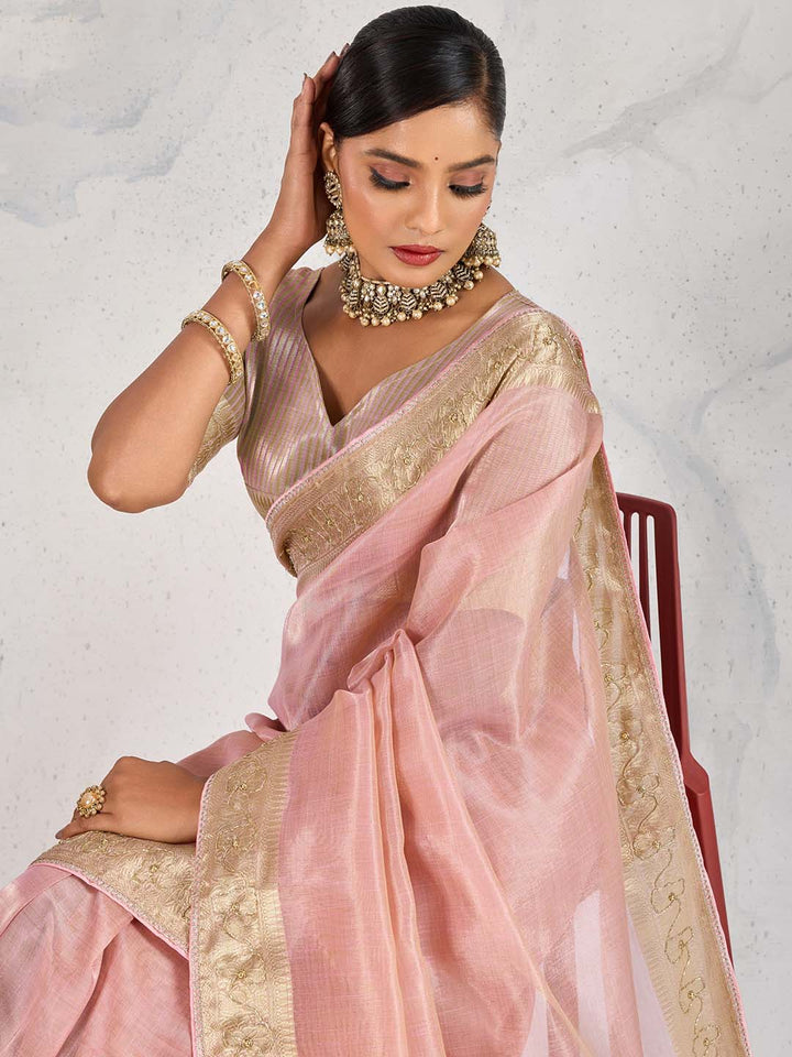 Woven Design Linen Saree