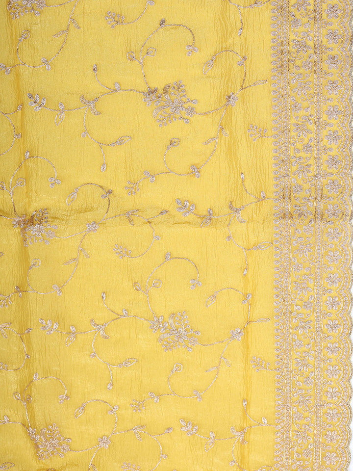 Embroidered Tissue Unstitched Suit With Pant &amp; Dupatta