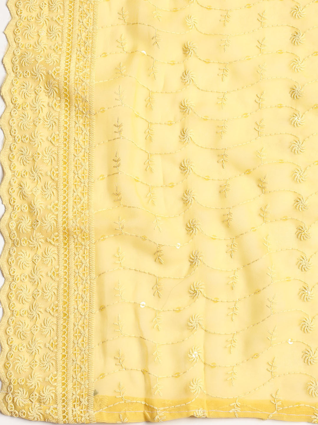 Chikan Work Georgette Unstitched Suit With Dupatta