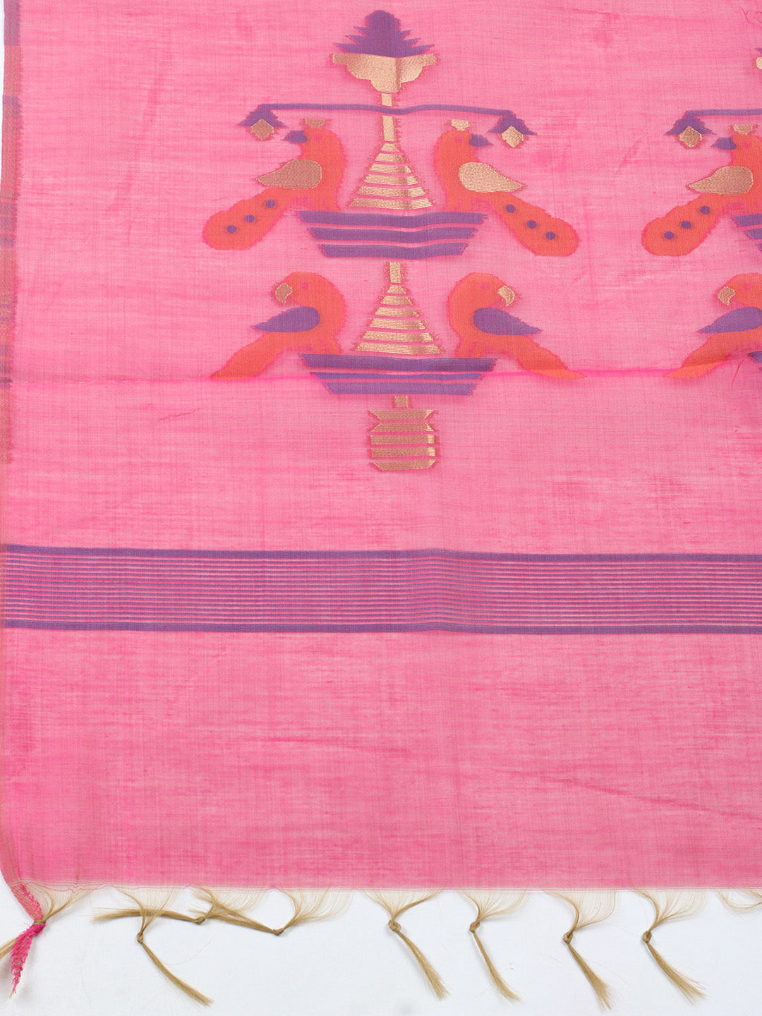 Printed Chanderi Unstitched Suit With Pant &amp; Dupatta