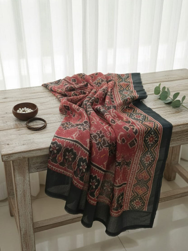 Embroidered Chanderi Unstitched Suit With Pant &amp; Dupatta