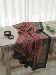 Embroidered Chanderi Unstitched Suit With Pant & Dupatta