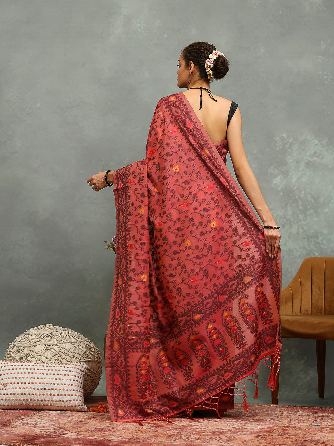 Resham Booti Woven Cotton Blend Saree