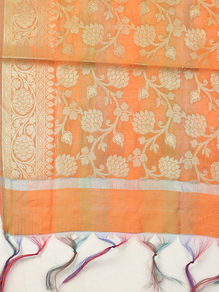 Woven Design Chanderi Unstitched Suit With Pant &amp; Dupatta