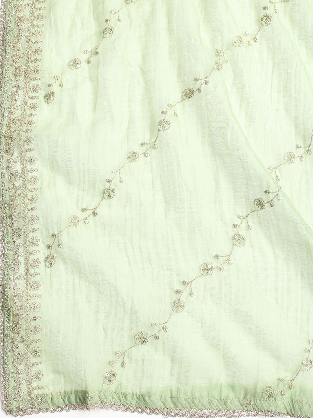 Neck Embroidered Chanderi Unstitched Suit With Dupatta