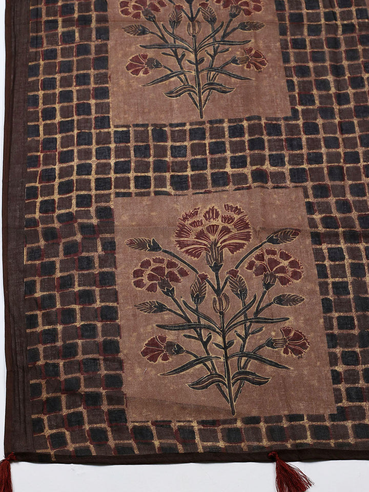 Embroidered Cotton Blend Unstitched Suit With Pant &amp; Dupatta
