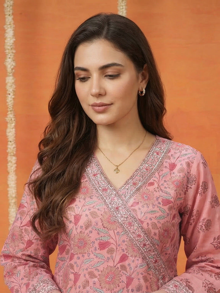 Printed Cotton Blend Kurta With Pant &amp; Dupatta