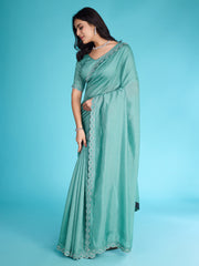 Embroidered Chinon Saree