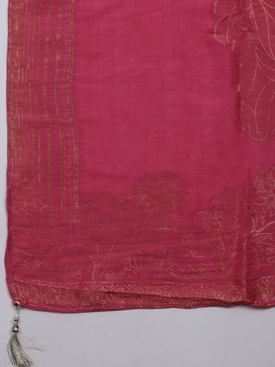 Gota Work Chanderi Unstitched Suit With Dupatta