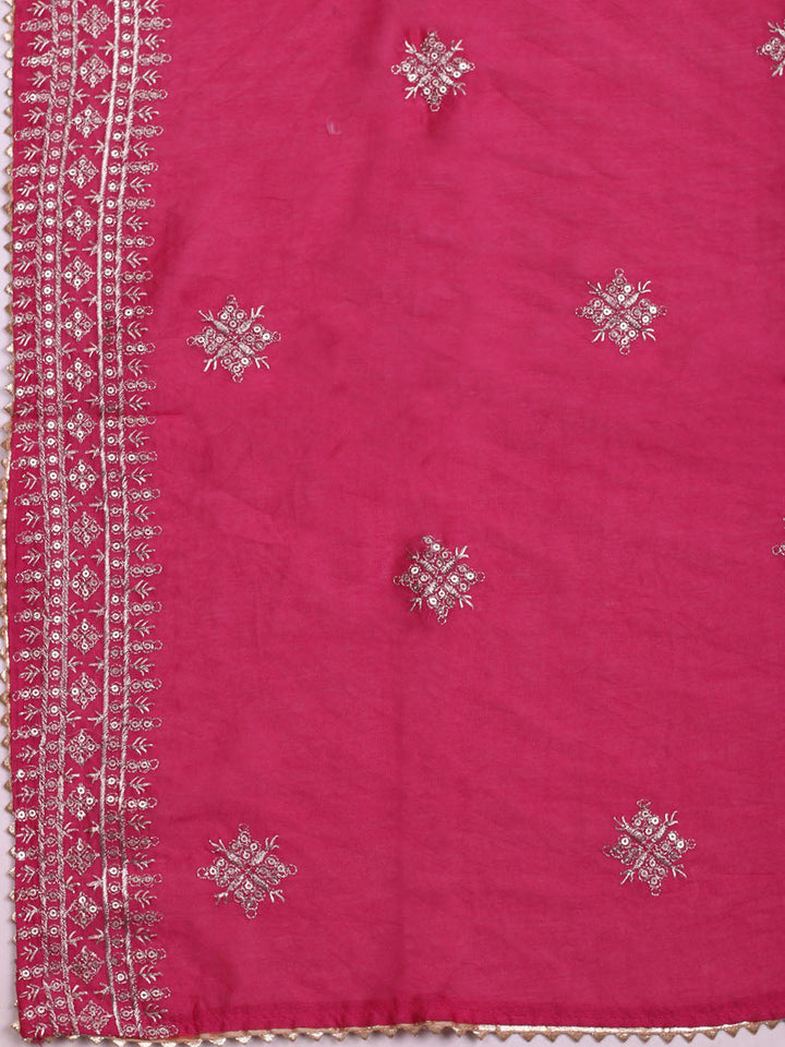 Sequence Work Chanderi Unstitched Suit With Dupatta