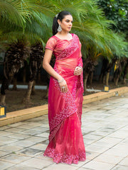 Sequence Embroidery Tissue Saree