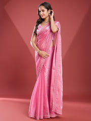 Stone Embroidery Organza Saree