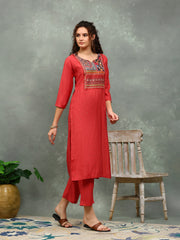 Printed Cotton Blend Kurta With Pants & Dupatta