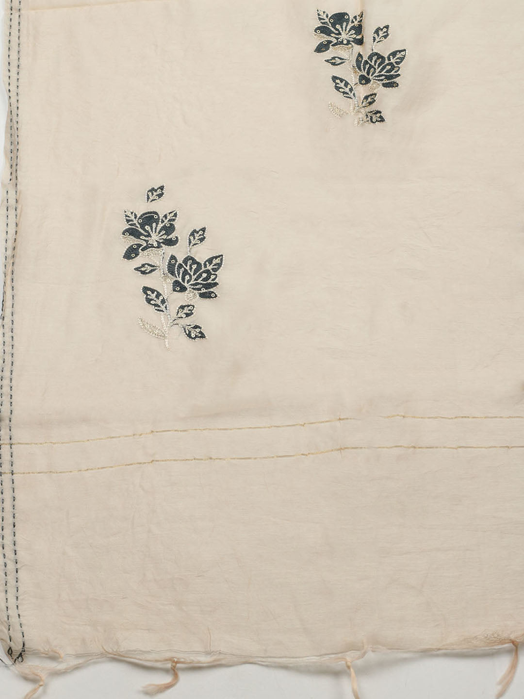 Embroidered Cotton Blend Unstitched Suit With Pant &amp; Dupatta