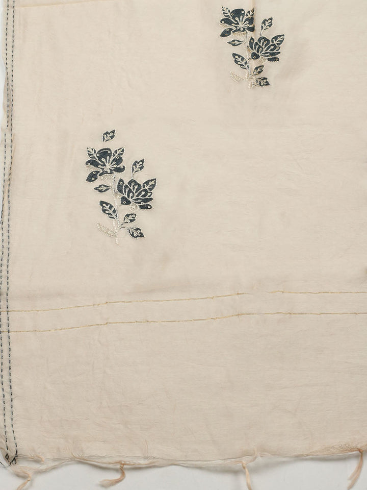 Embroidered Cotton Blend Unstitched Suit With Pant &amp; Dupatta