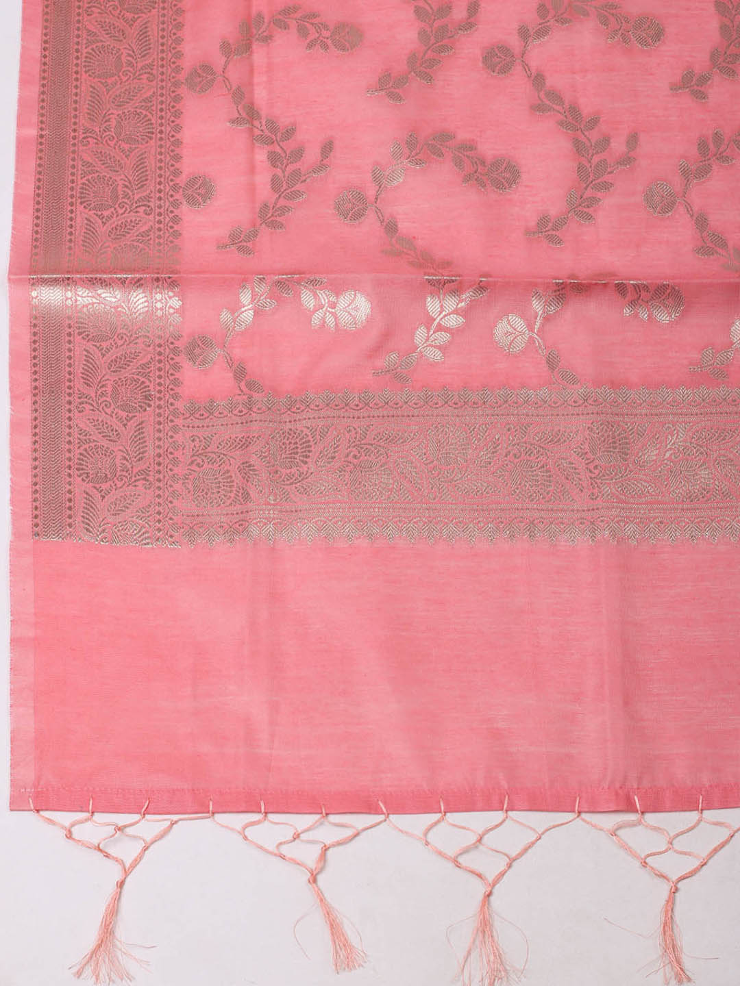 Woven Design Chanderi Unstitched Suit With Pant &amp; Dupatta
