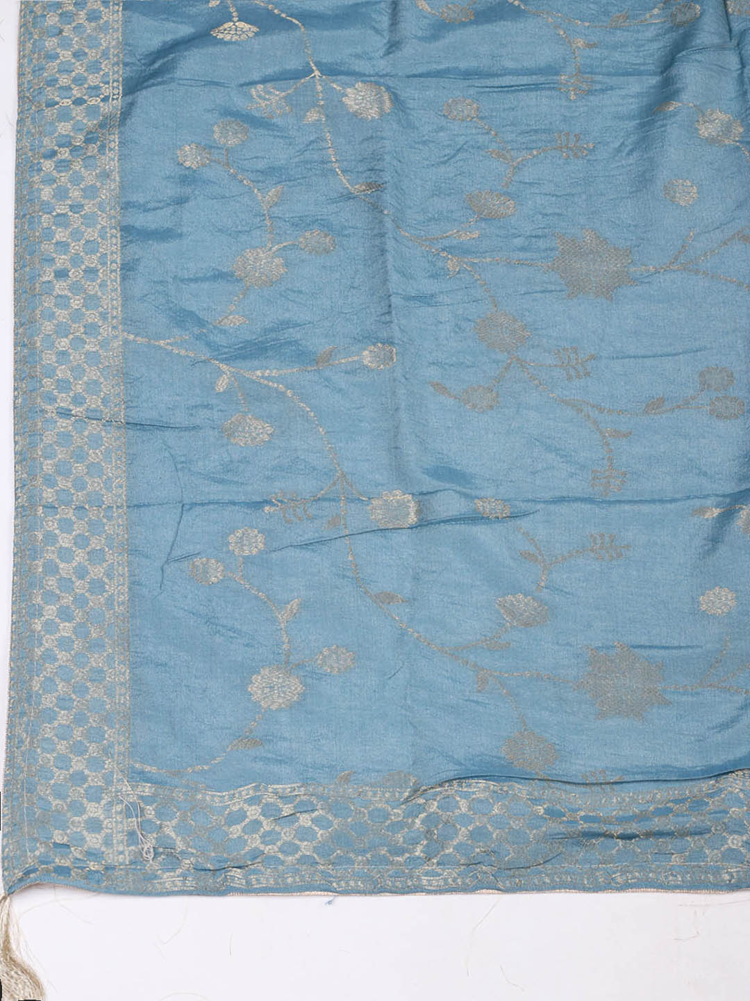 Embroidered Chanderi Unstitched Suit With Pant &amp; Dupatta
