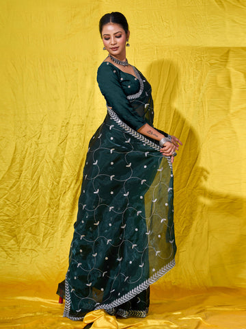 Sequence Embroidery Organza Saree