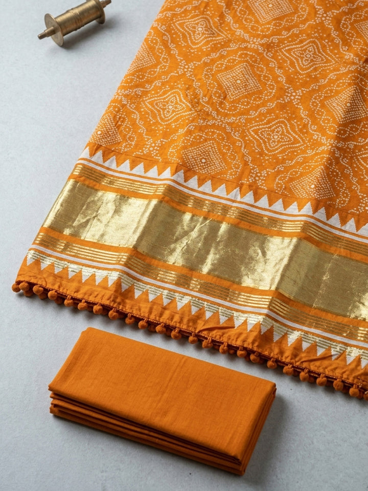Embroidered Art Silk Unstitched Suit With Pant &amp; Dupatta