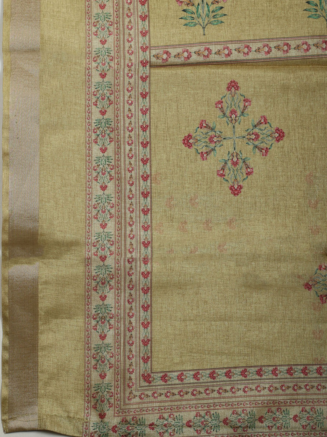 Embroidered Art Silk Unstitched Suit With Dupatta