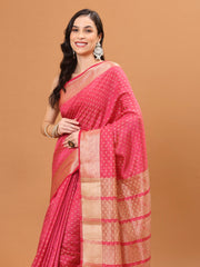 Zari Border Booti Woven Handloom Saree