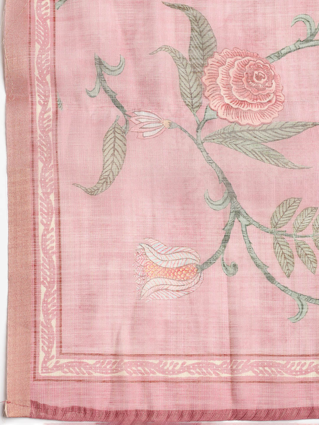 Neck Embroidered Chanderi Unstitched Suit With Dupatta
