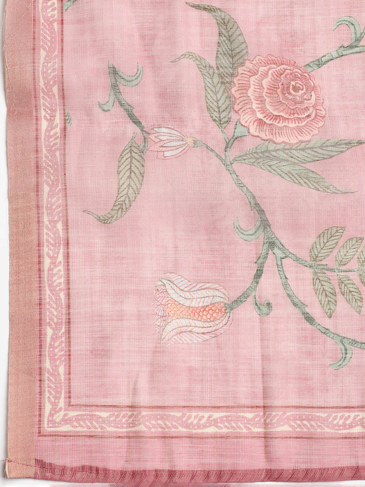 Neck Embroidered Chanderi Unstitched Suit With Dupatta