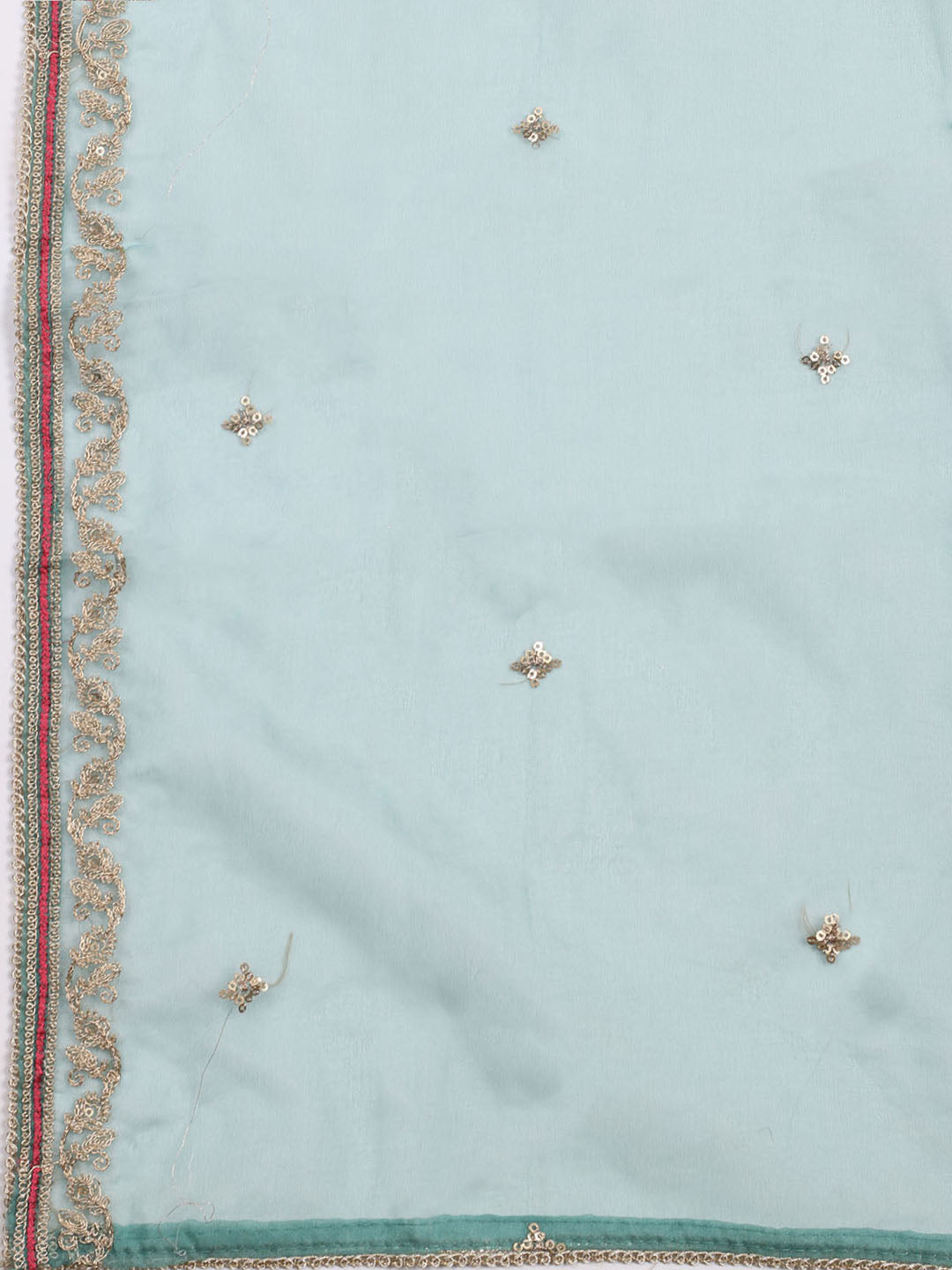 Neck Embroidered Chanderi Unstitched Suit With Dupatta