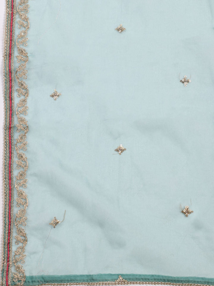 Neck Embroidered Chanderi Unstitched Suit With Dupatta