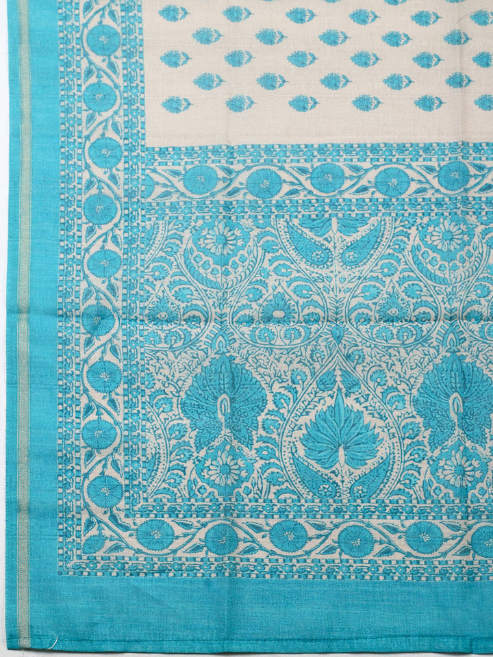 Printed Cotton Blend Unstitched Suit With Pant &amp; Dupatta
