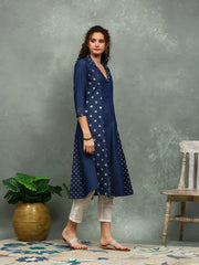 Printed Denim Kurta