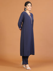 Plain Chanderi Kurta With Pants