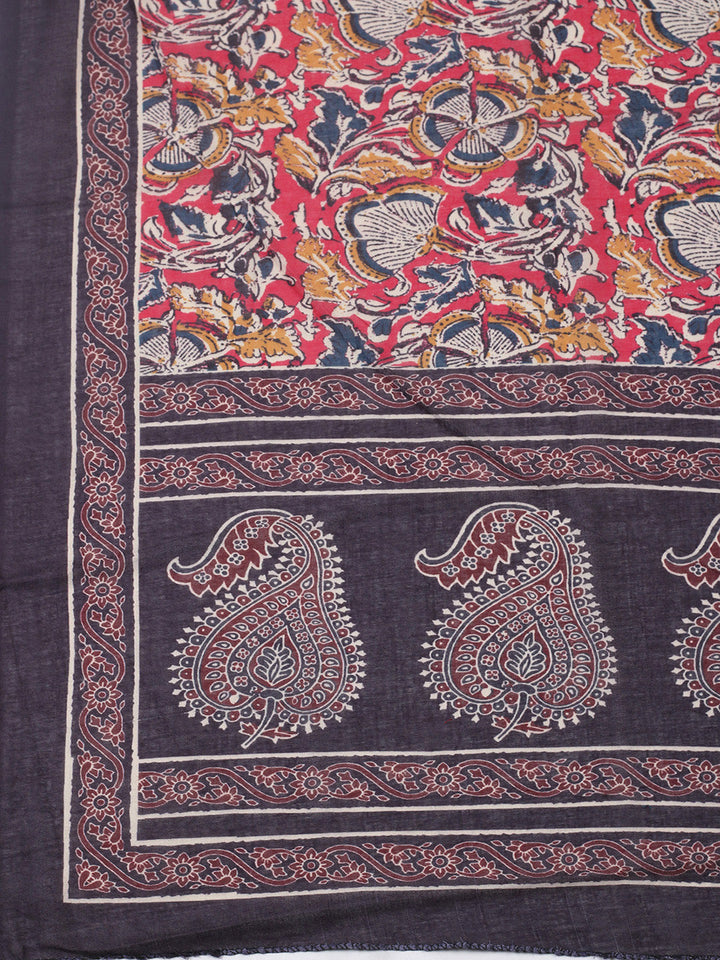 Printed Cotton Blend Unstitched Suit With Pant &amp; Dupatta