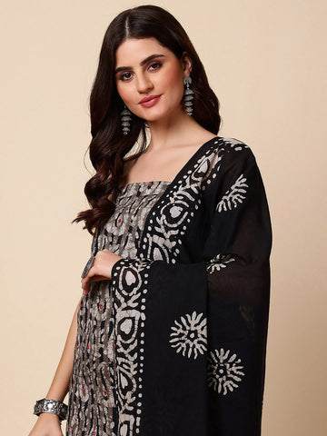 Printed Cotton Unstitched Suit With Dupatta