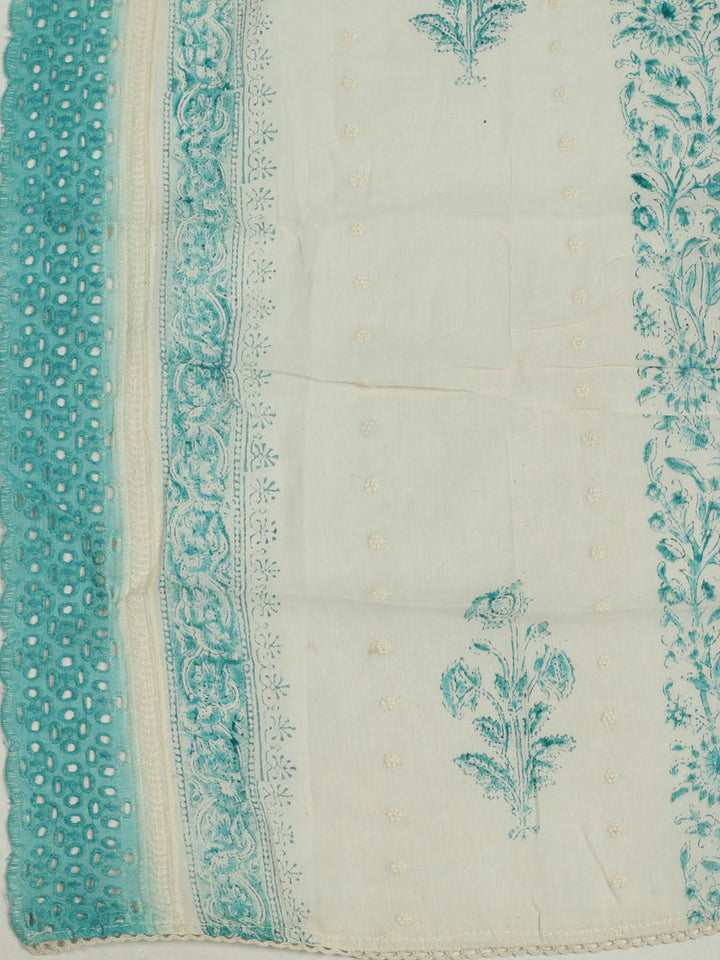 Printed Cotton Unstitched Suits Printed Suit With Pant &amp; Dupatta