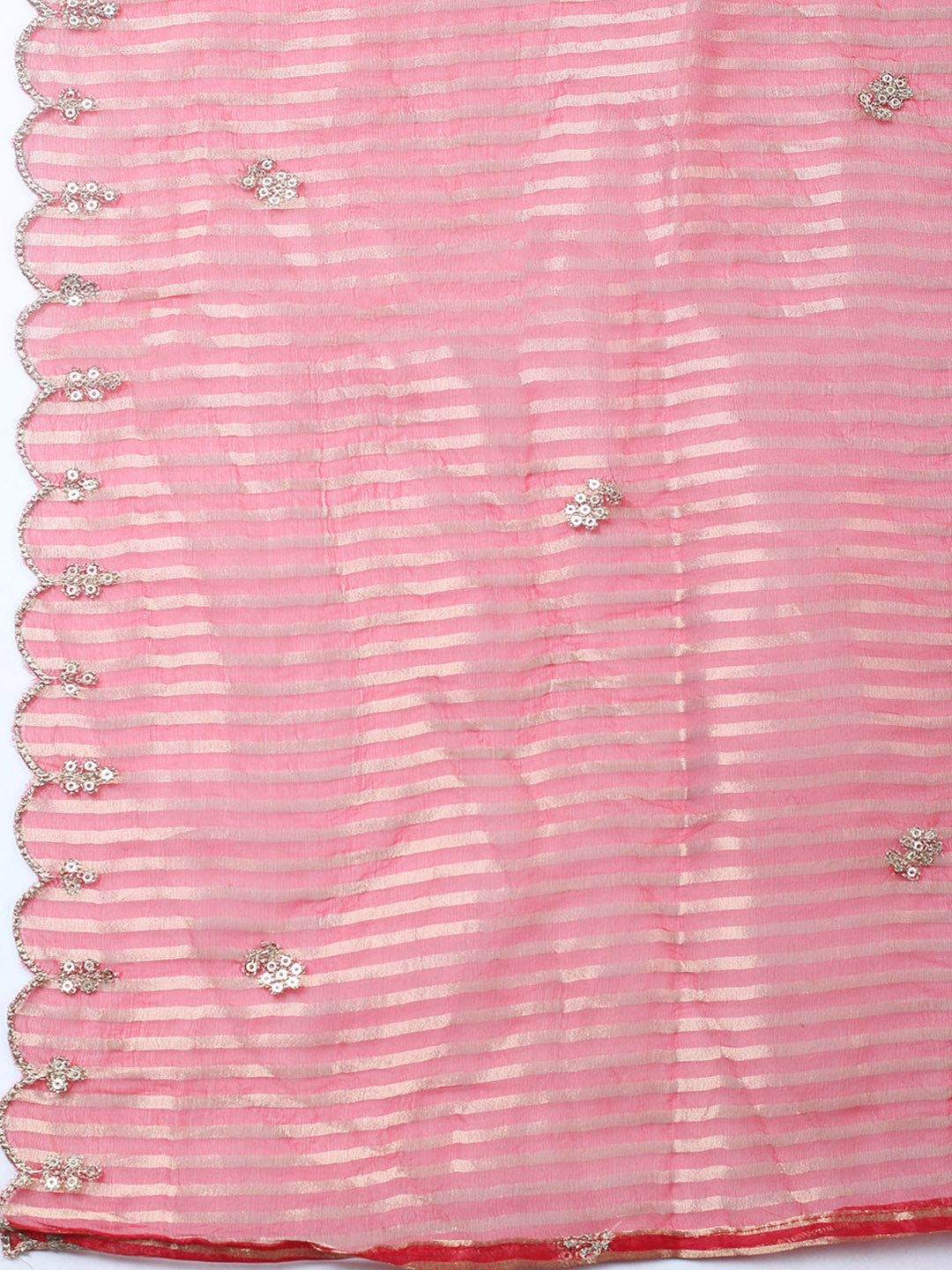 Embroidered Chanderi Unstitched Suit With Pant &amp; Dupatta